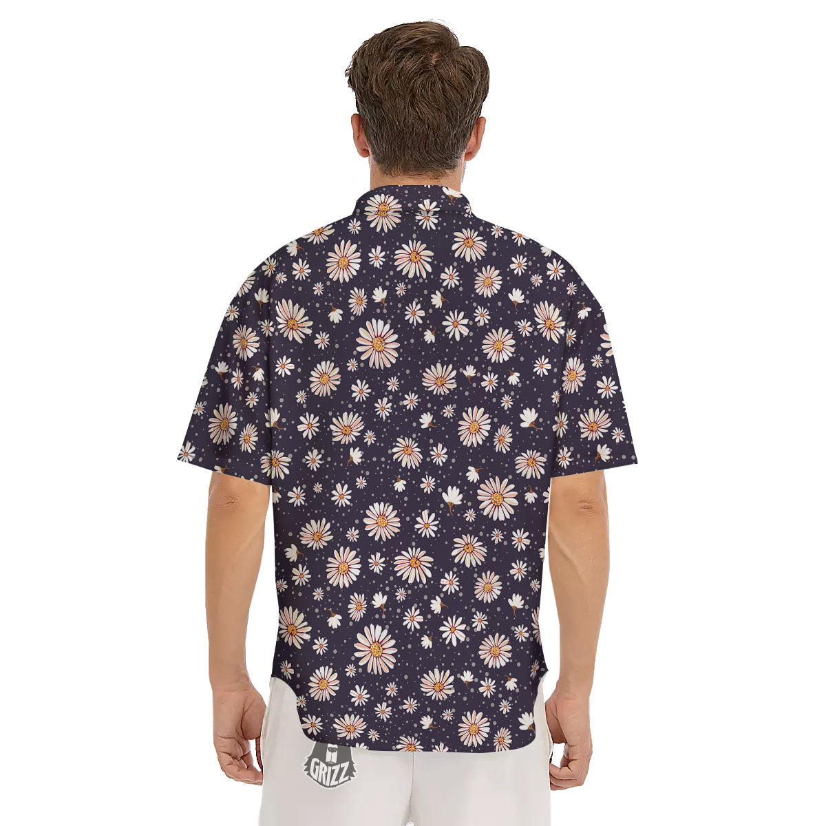 Daisy Flower Polka Dot Print Pattern Men's Short Sleeve Shirts-grizzshop