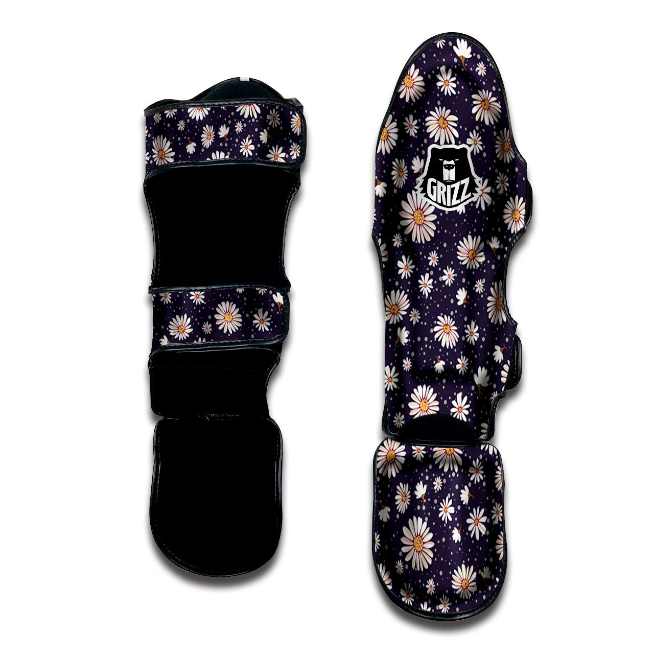 Daisy Flower Polka Dot Print Pattern Muay Thai Shin Guards-grizzshop