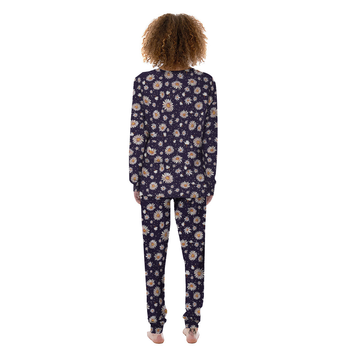 Daisy Flower Polka Dot Print Pattern Women's Pajamas-grizzshop