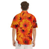 Daisy Orange Flower Print Men's Short Sleeve Shirts-grizzshop