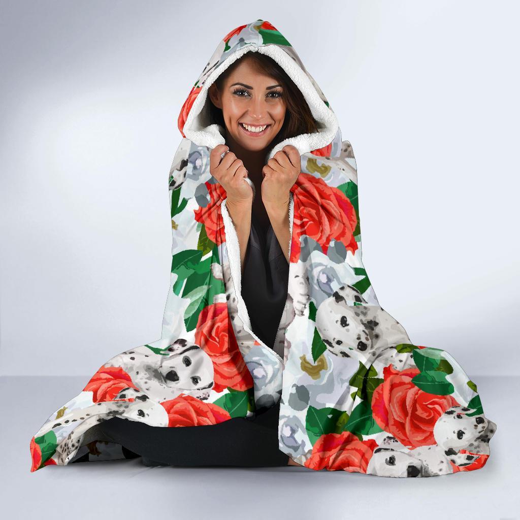 Dalmatian Dog Puppy Pattern Print Hooded Blanket-grizzshop