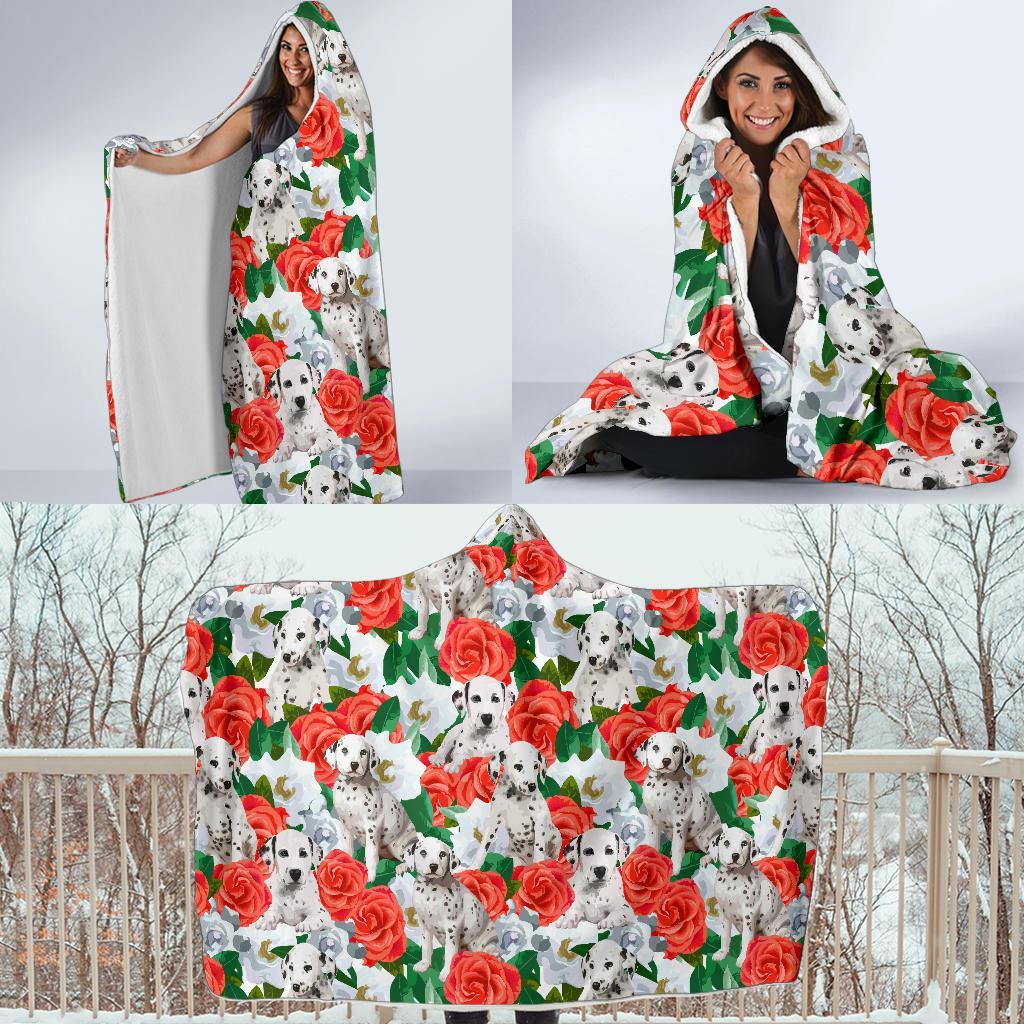 Dalmatian Dog Puppy Pattern Print Hooded Blanket-grizzshop