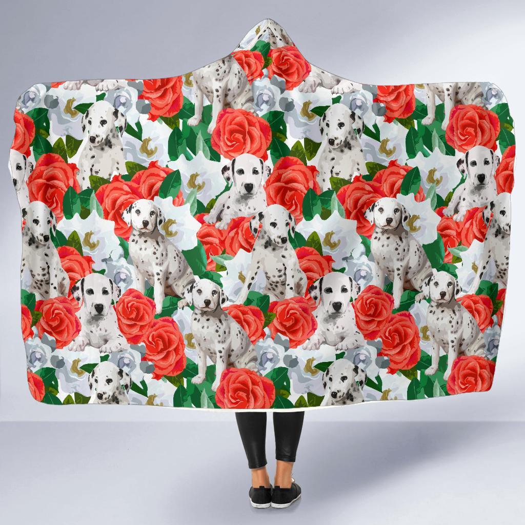Dalmatian Dog Puppy Pattern Print Hooded Blanket-grizzshop