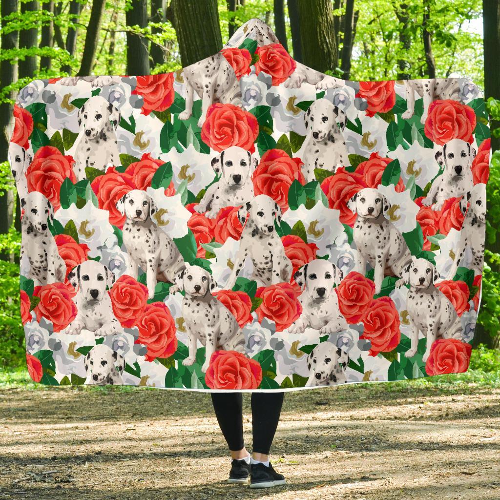 Dalmatian Dog Puppy Pattern Print Hooded Blanket-grizzshop