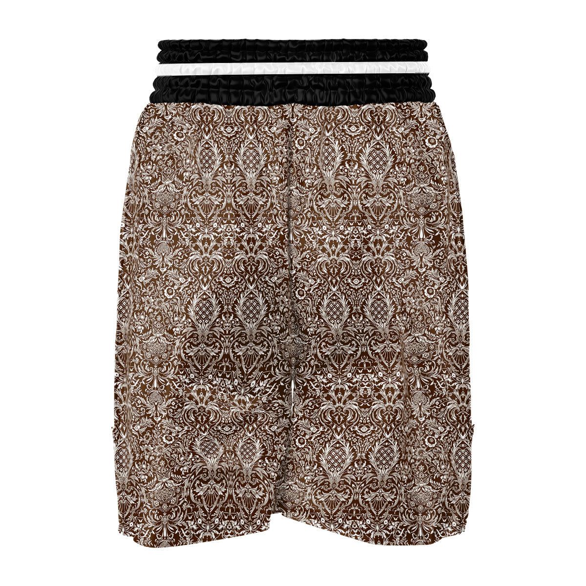 Damask Brown Print Pattern Boxing Shorts-grizzshop