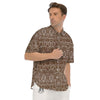 Damask Brown Print Pattern Men's Short Sleeve Shirts-grizzshop