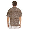 Damask Brown Print Pattern Men's Short Sleeve Shirts-grizzshop