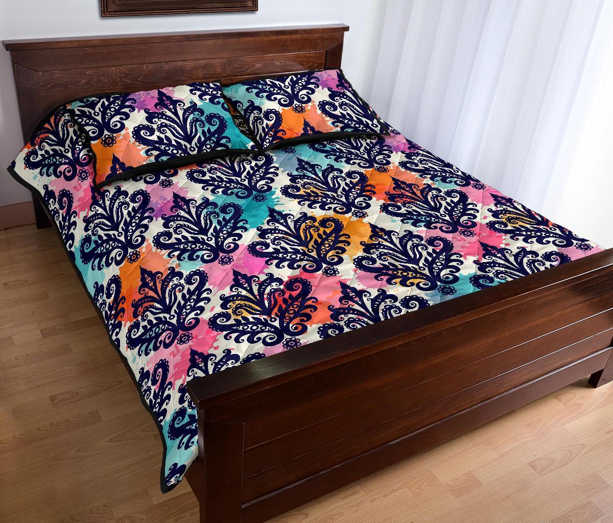 Damask Colorful Pattern Print Bed Set Quilt-grizzshop