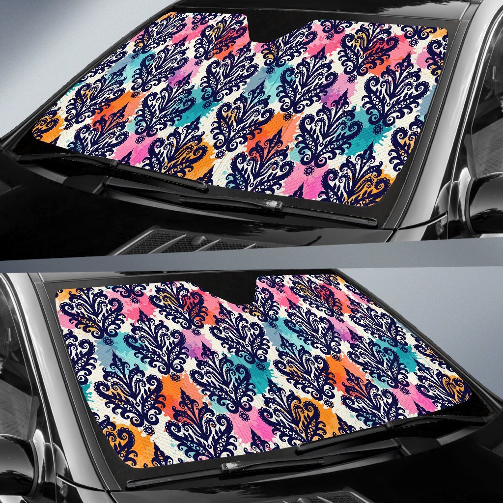 Damask Colorful Pattern Print Car Sun Shade-grizzshop