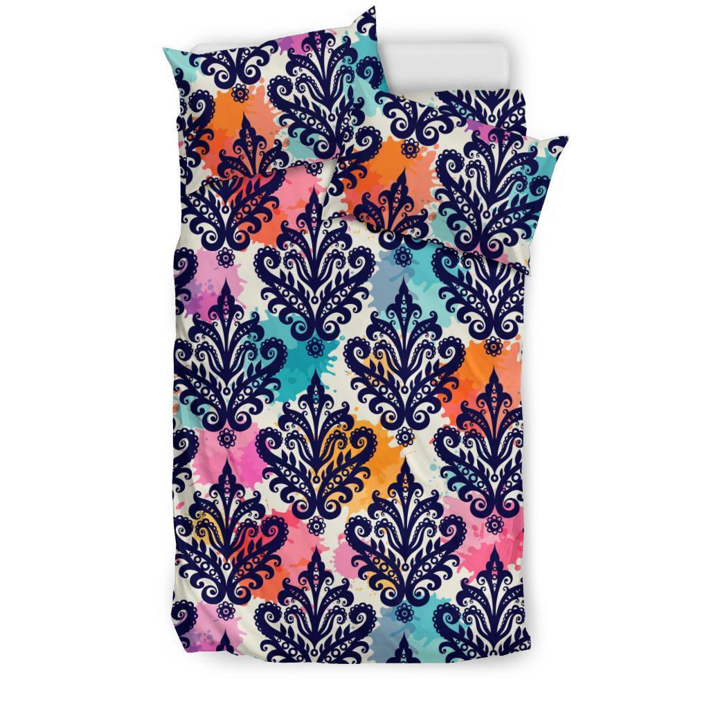 Damask Colorful Pattern Print Duvet Cover Bedding Set-grizzshop