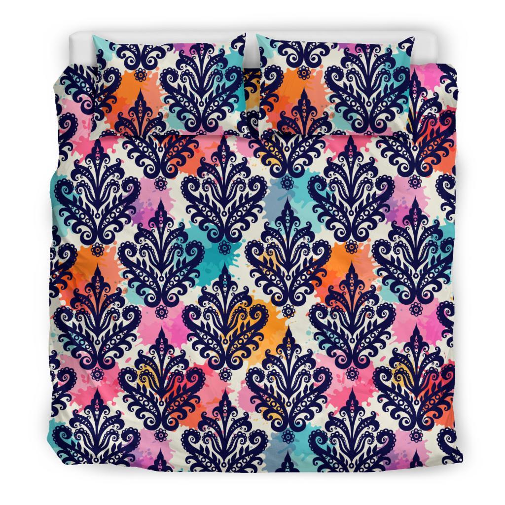 Damask Colorful Pattern Print Duvet Cover Bedding Set-grizzshop