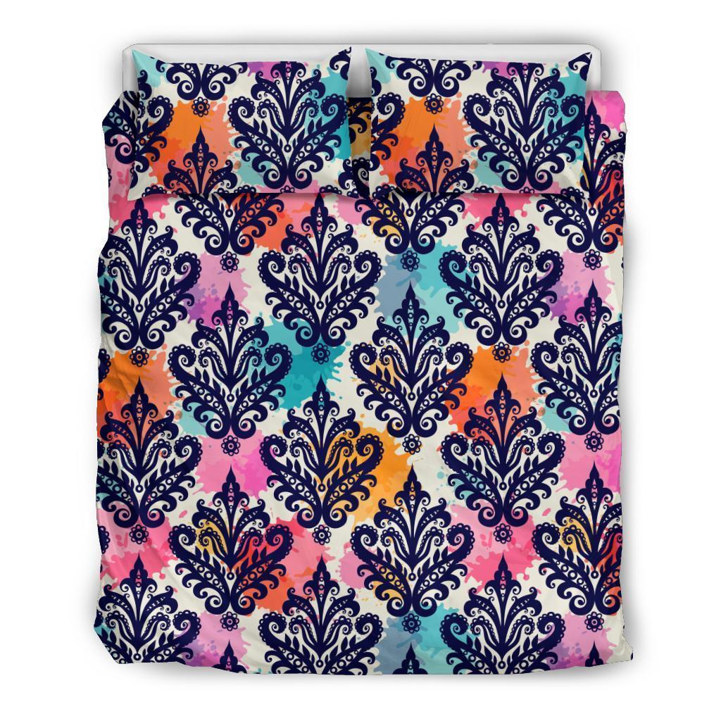 Damask Colorful Pattern Print Duvet Cover Bedding Set-grizzshop