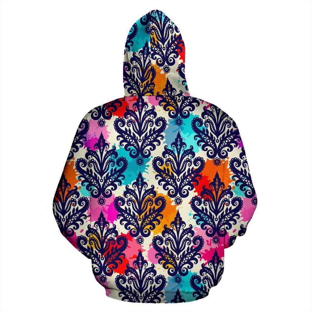 Damask Colorful Pattern Print Men Women Pullover Hoodie-grizzshop