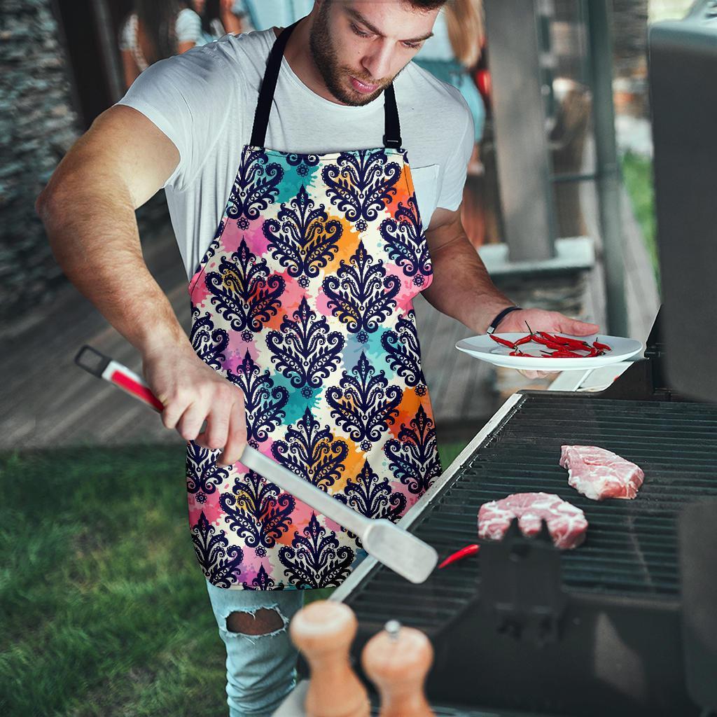Damask Colorful Pattern Print Men's Apron-grizzshop