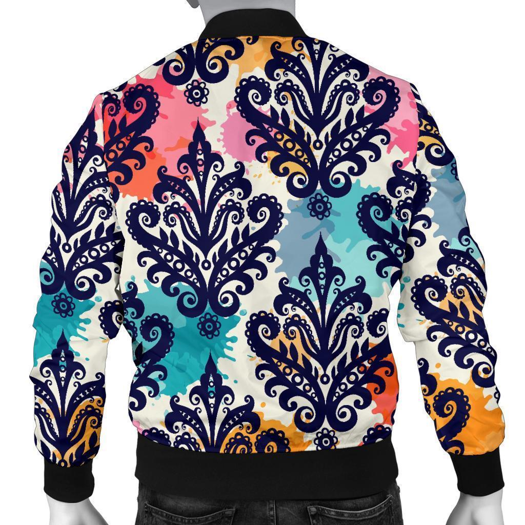 Damask Colorful Pattern Print Men's Bomber Jacket-grizzshop