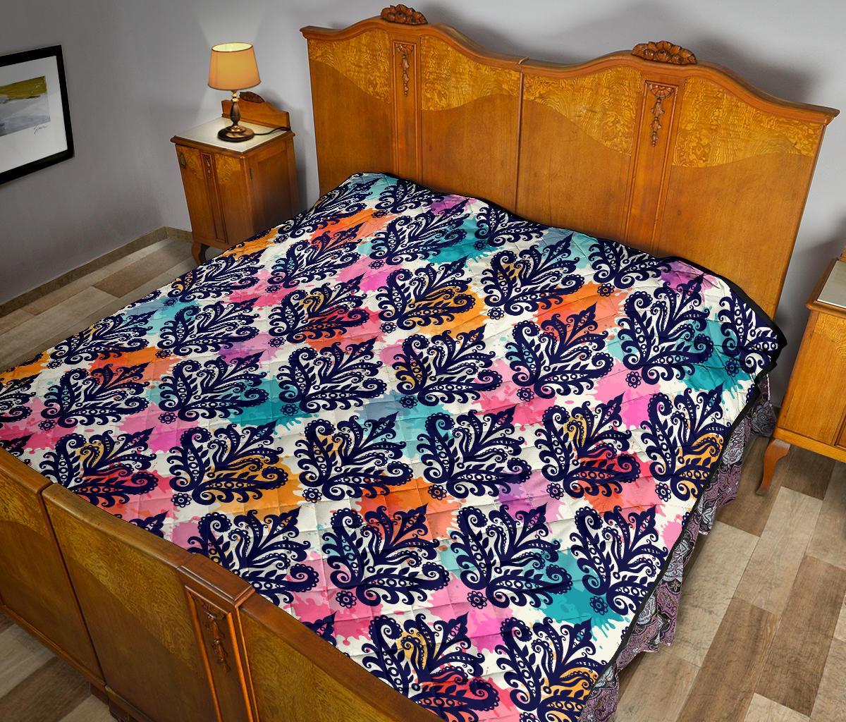 Damask Colorful Pattern Print Quilt-grizzshop