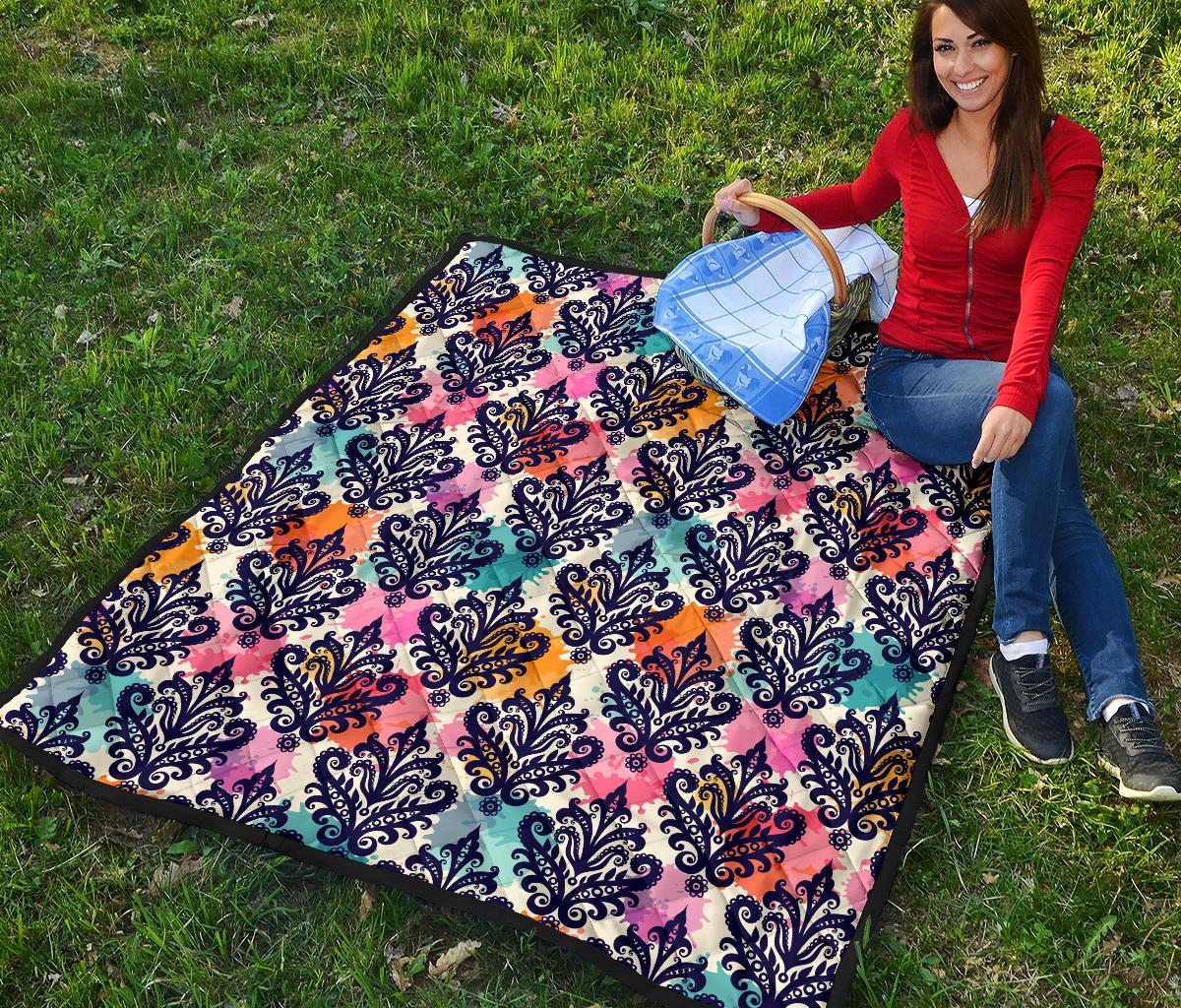 Damask Colorful Pattern Print Quilt-grizzshop