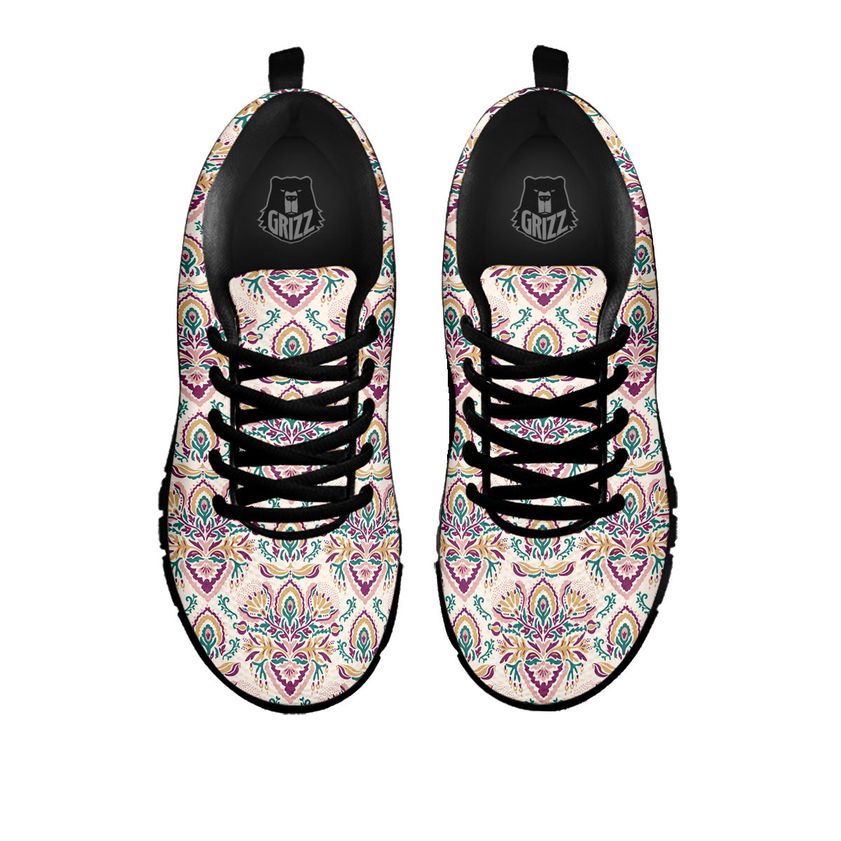 Damask Colorful Print Pattern Black Sneaker-grizzshop