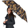 Damask Gold Pattern Print Automatic Foldable Umbrella-grizzshop