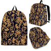 Damask Gold Pattern Print Backpack-grizzshop