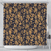 Damask Gold Pattern Print Bathroom Shower Curtain-grizzshop