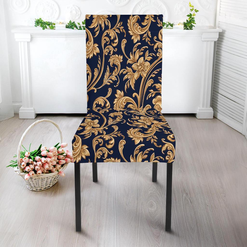 Damask Gold Pattern Print Chair Cover-grizzshop