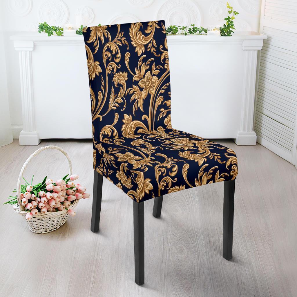 Damask Gold Pattern Print Chair Cover-grizzshop