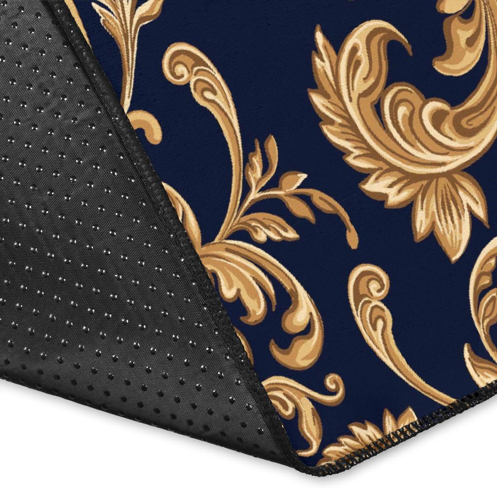 Damask Gold Pattern Print Floor Mat-grizzshop