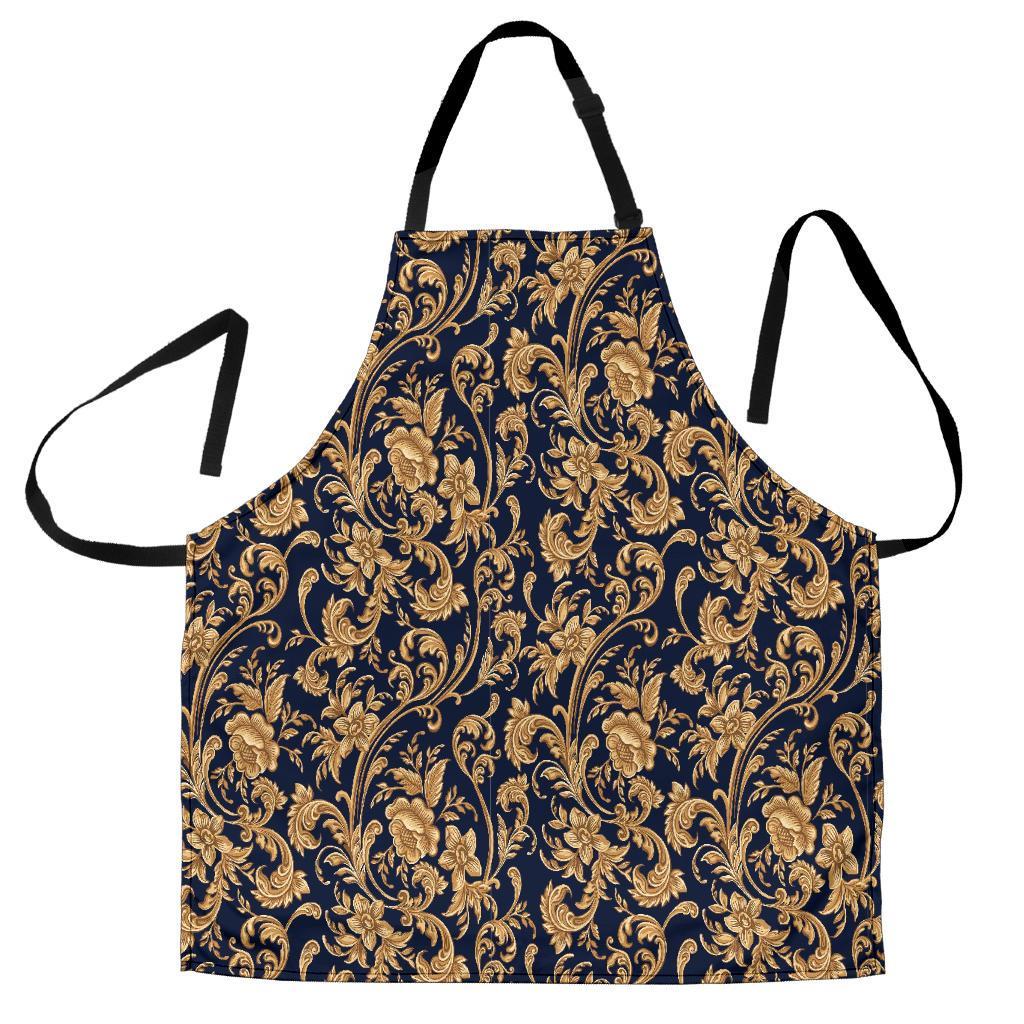 Damask Gold Pattern Print Men's Apron-grizzshop