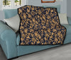 Damask Gold Pattern Print Quilt-grizzshop