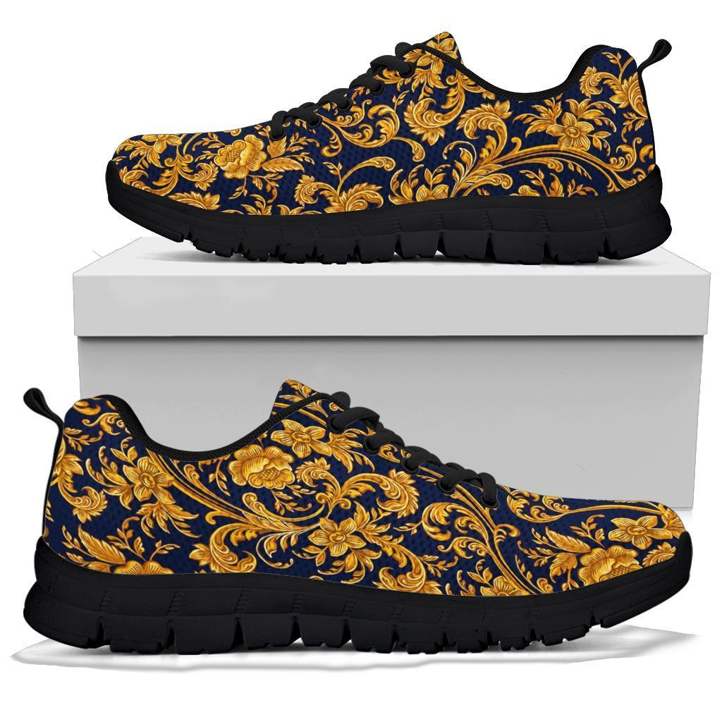 Damask Gold Pattern Print Sneaker Shoes For Men Women-grizzshop