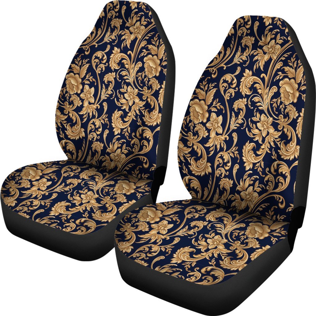 Damask Gold Pattern Print Universal Fit Car Seat Covers-grizzshop