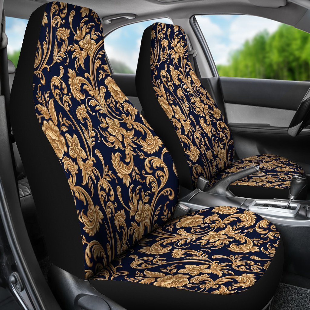 Damask Gold Pattern Print Universal Fit Car Seat Covers-grizzshop