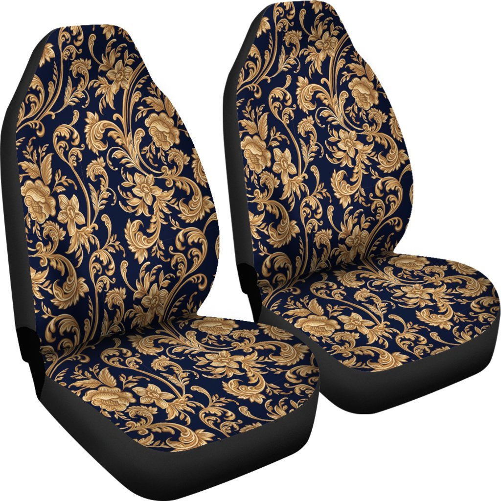 Damask Gold Pattern Print Universal Fit Car Seat Covers-grizzshop