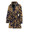 Damask Gold Pattern Print Women Long Robe-grizzshop