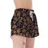 Damask Gold Pattern Print Women's Shorts-grizzshop