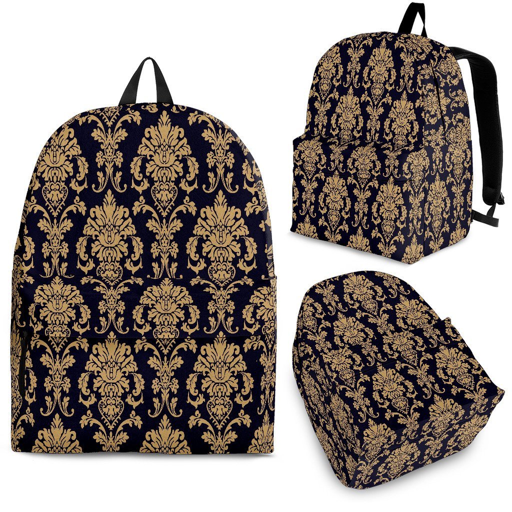 Damask Gold Print Pattern Backpack-grizzshop