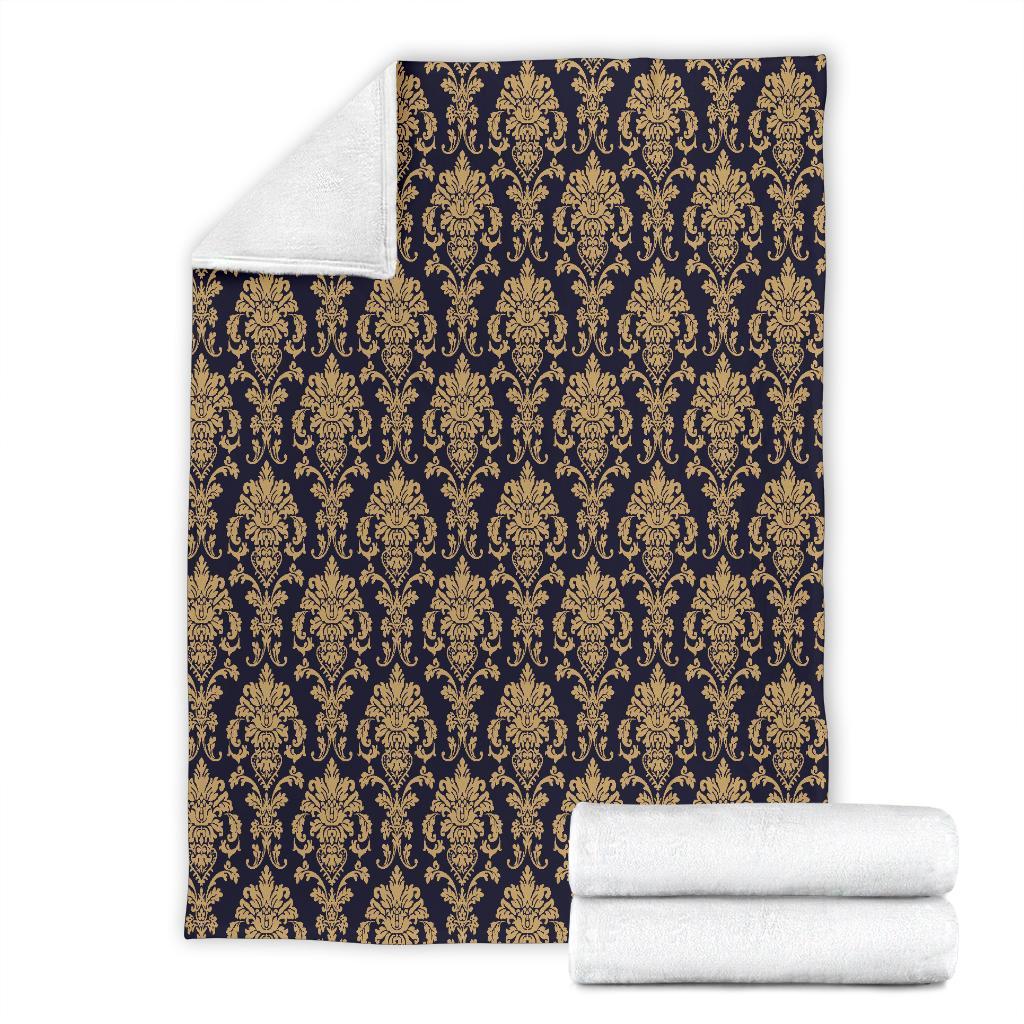 Damask Gold Print Pattern Blanket-grizzshop