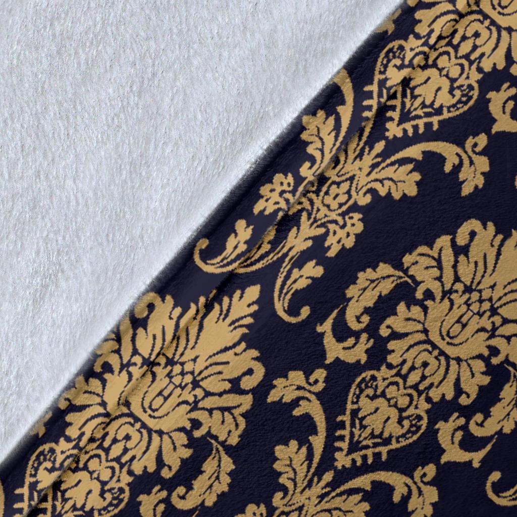 Damask Gold Print Pattern Blanket-grizzshop