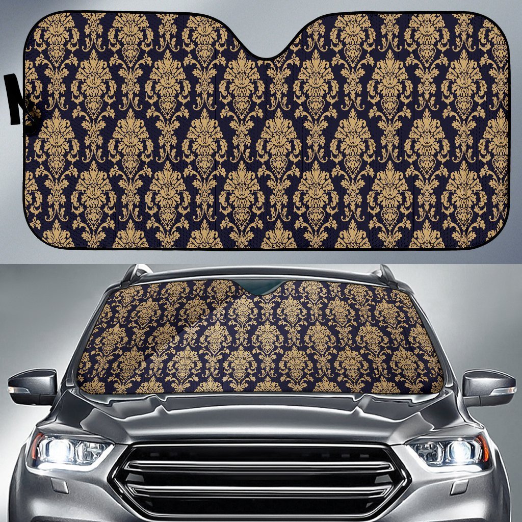 Damask Gold Print Pattern Car Sun Shade-grizzshop