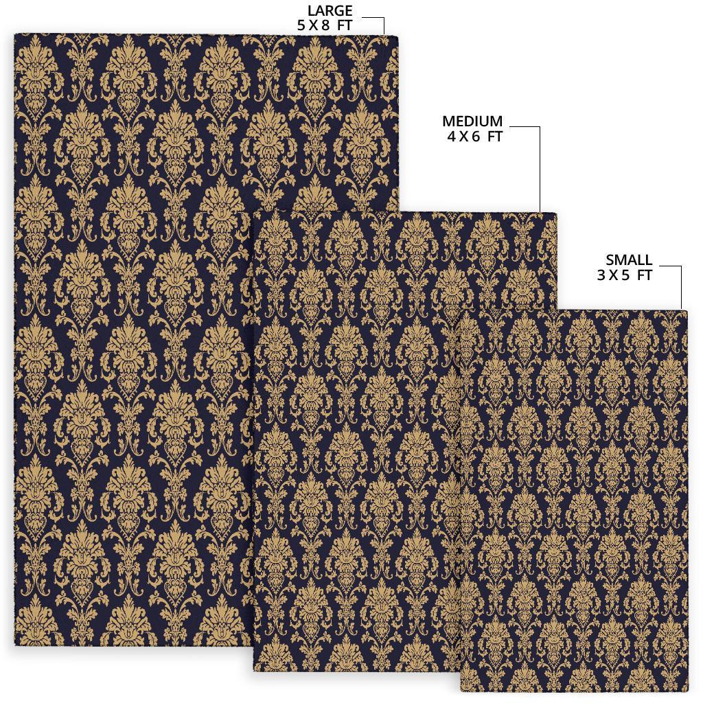 Damask Gold Print Pattern Floor Mat-grizzshop