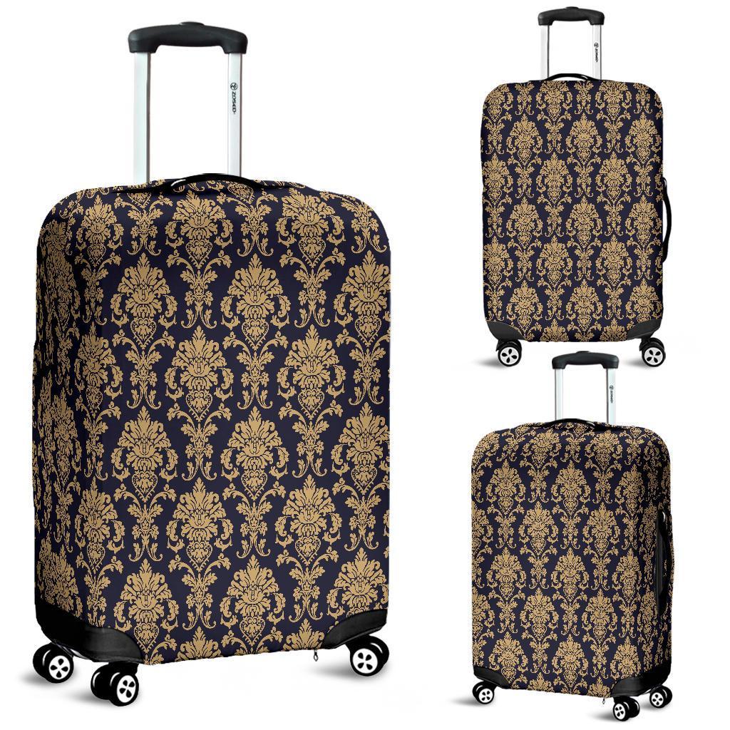 Damask Gold Print Pattern Luggage Cover Protector-grizzshop