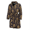 Damask Gold Print Pattern Men Long Robe-grizzshop