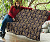 Damask Gold Print Pattern Quilt-grizzshop