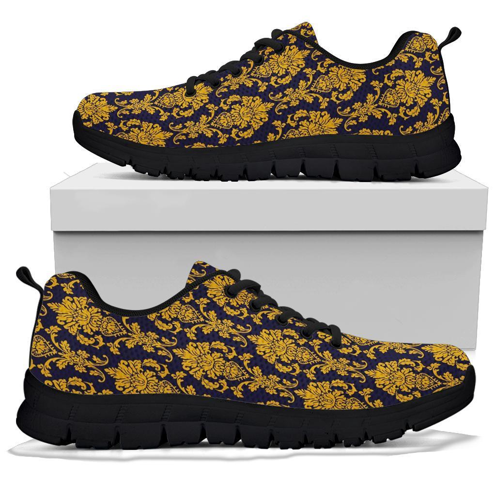 Damask Gold Print Pattern Sneaker Shoes For Men Women-grizzshop