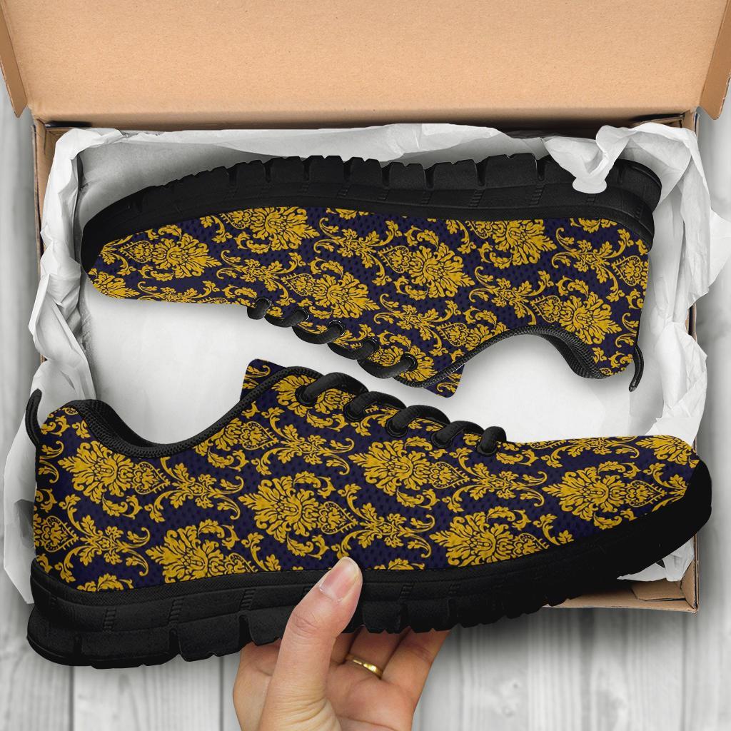 Damask Gold Print Pattern Sneaker Shoes For Men Women-grizzshop