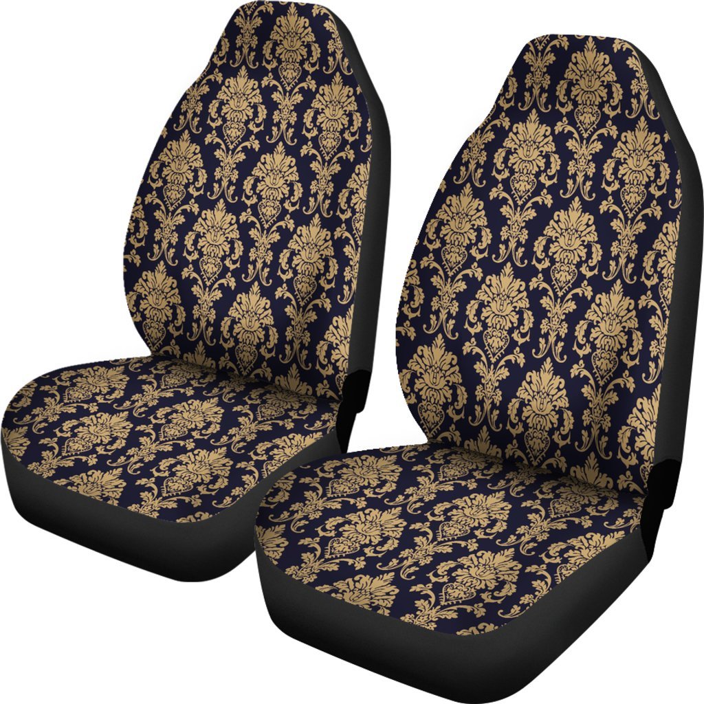 Damask Gold Print Pattern Universal Fit Car Seat Covers-grizzshop