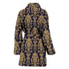 Damask Gold Print Pattern Women Long Robe-grizzshop