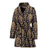 Damask Gold Print Pattern Women Long Robe-grizzshop