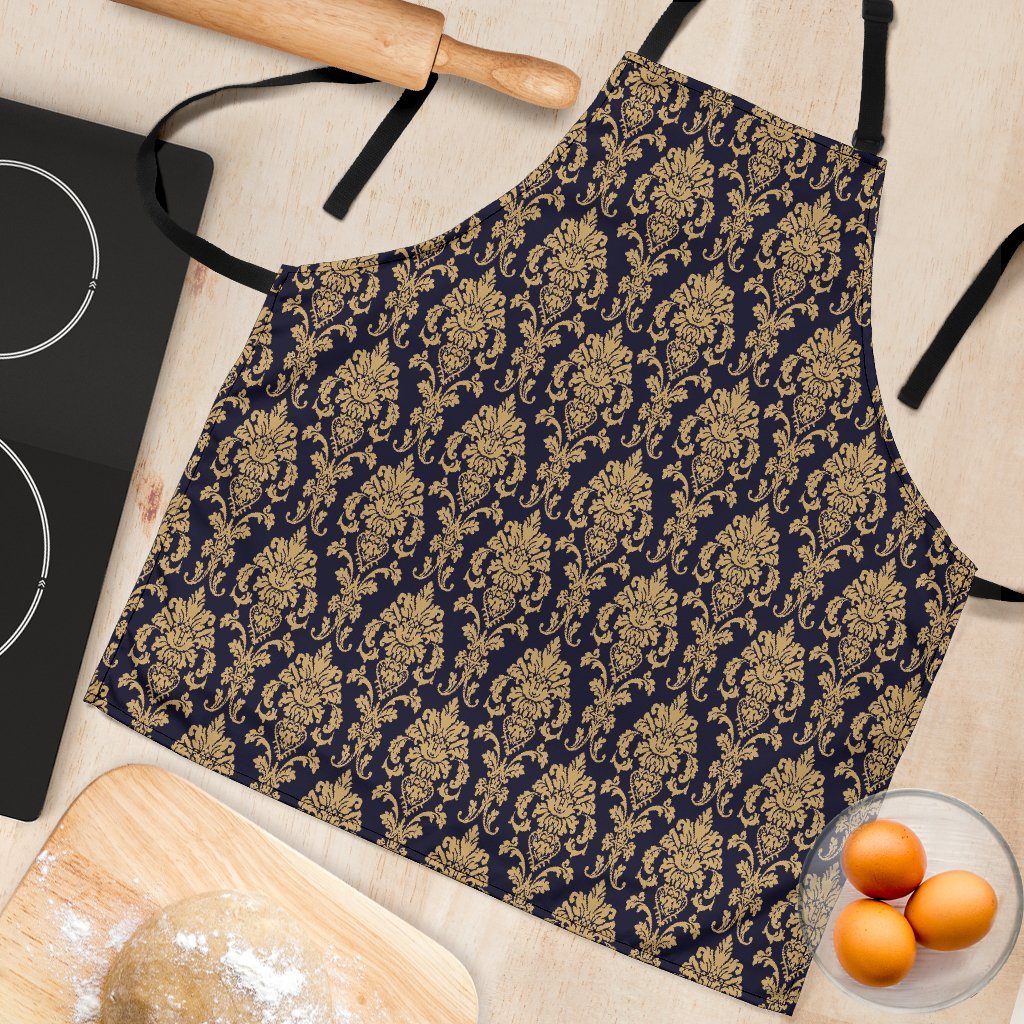 Damask Gold Print Pattern Women's Apron-grizzshop